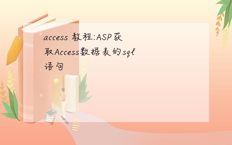 access 教程:ASP获取Access数据表的sql语句