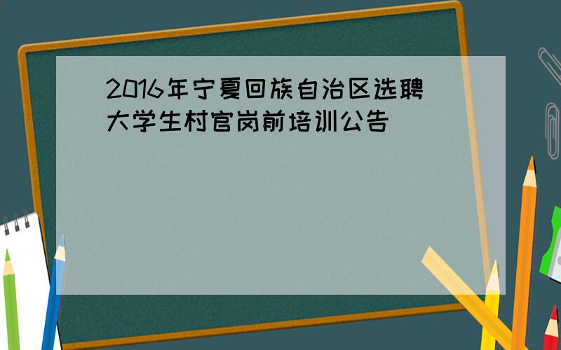 2016年宁夏回族自治区选聘大学生村官岗前培训公告