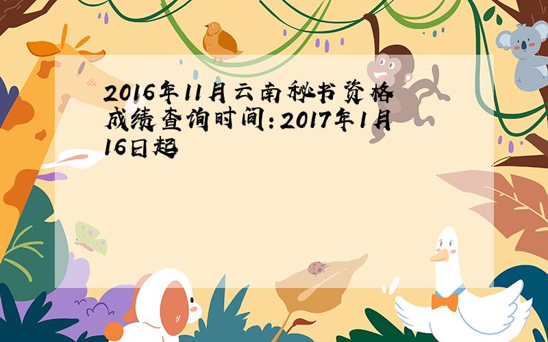 2016年11月云南秘书资格成绩查询时间：2017年1月16日起