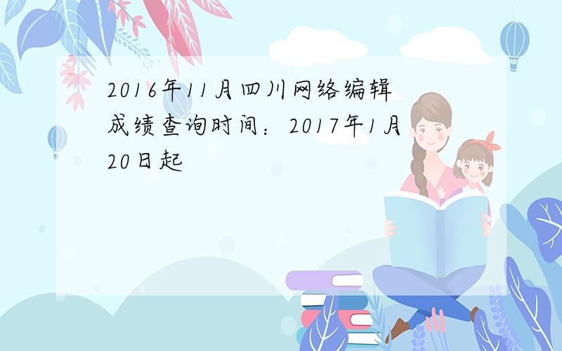 2016年11月四川网络编辑成绩查询时间：2017年1月20日起