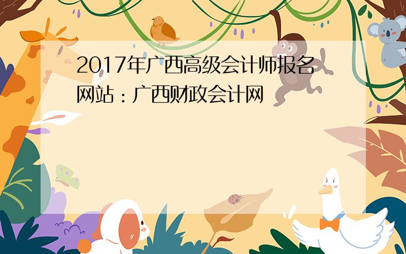 2017年广西高级会计师报名网站：广西财政会计网