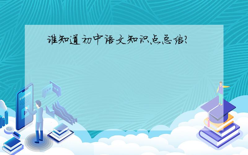 谁知道初中语文知识点总结?