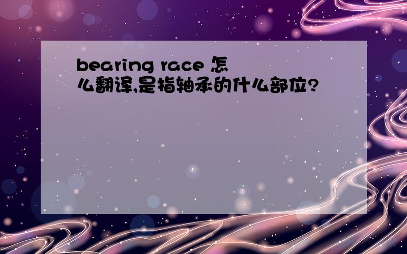 bearing race 怎么翻译,是指轴承的什么部位?