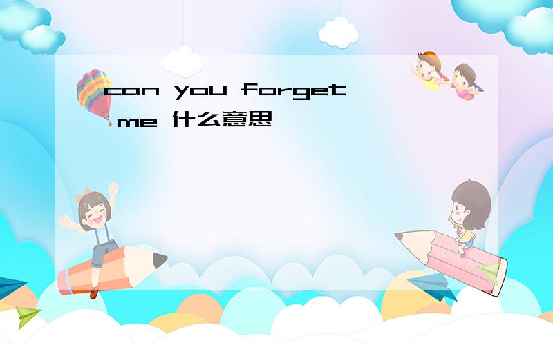 can you forget me 什么意思