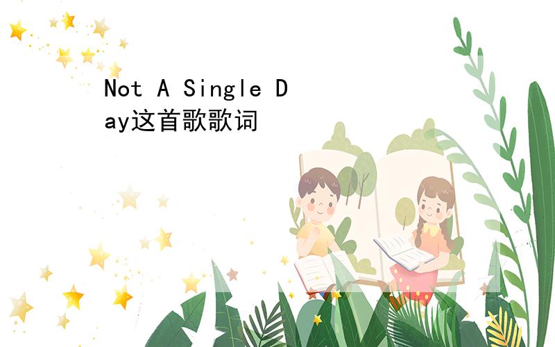 Not A Single Day这首歌歌词