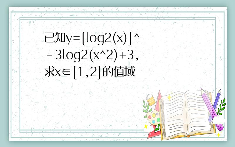 已知y=[log2(x)]^-3log2(x^2)+3,求x∈[1,2]的值域