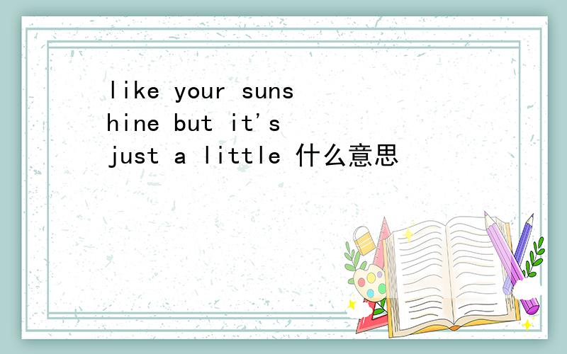 like your sunshine but it's just a little 什么意思