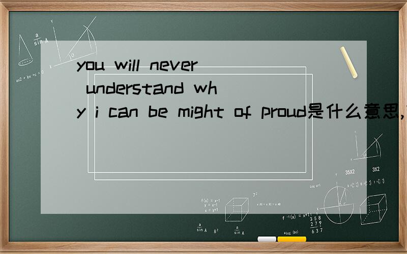 you will never understand why i can be might of proud是什么意思,有语法性错误吗