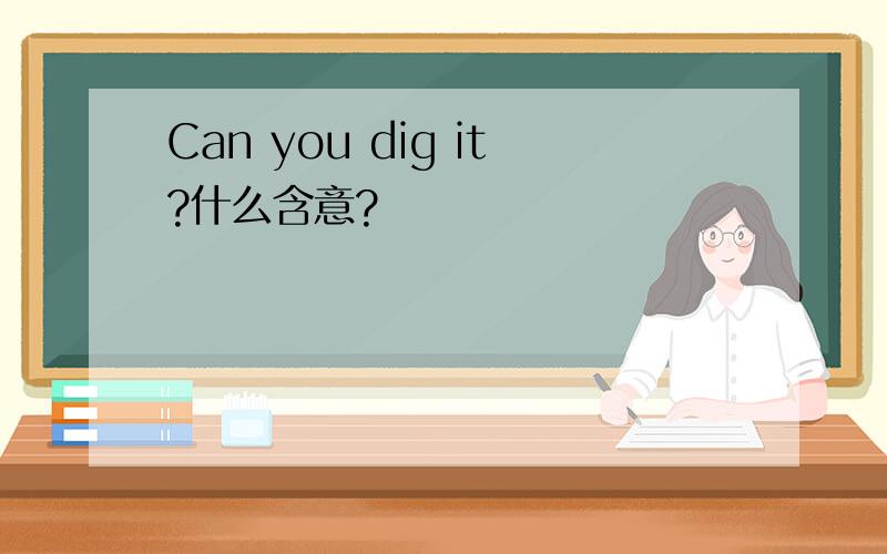 Can you dig it?什么含意?