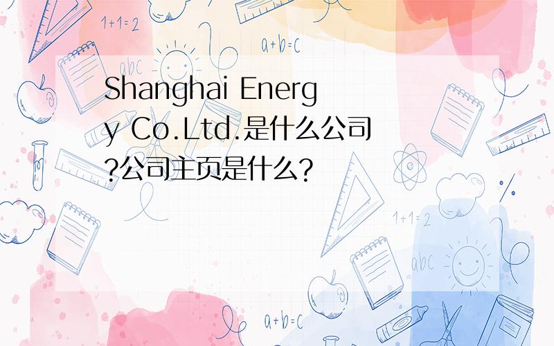 Shanghai Energy Co.Ltd.是什么公司?公司主页是什么?