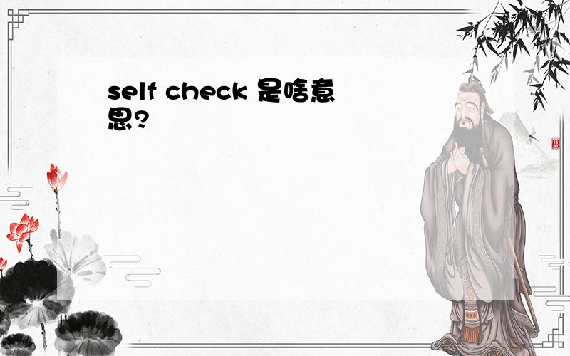 self check 是啥意思?