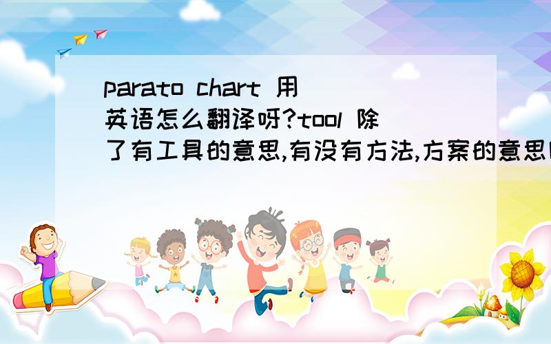 parato chart 用英语怎么翻译呀?tool 除了有工具的意思,有没有方法,方案的意思呢?