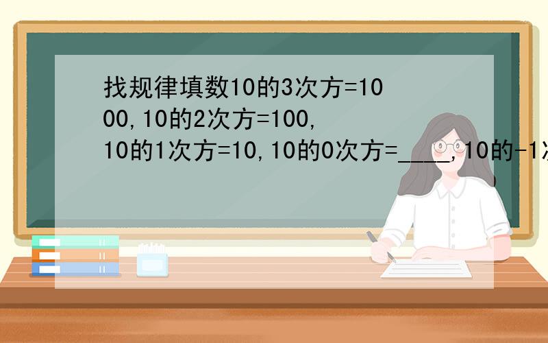 找规律填数10的3次方=1000,10的2次方=100,10的1次方=10,10的0次方=____,10的-1次方=____