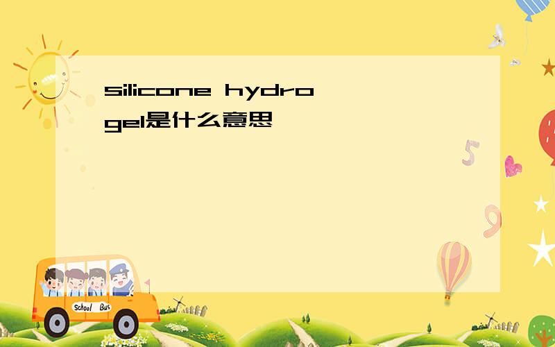 silicone hydrogel是什么意思