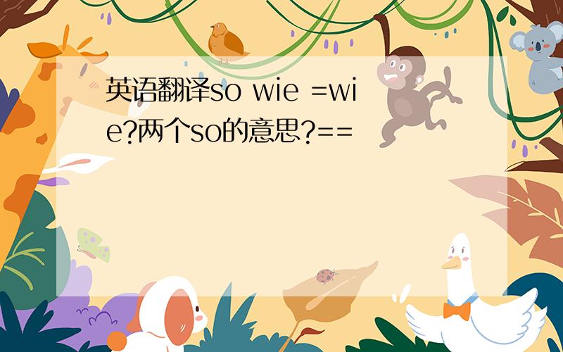 英语翻译so wie =wie?两个so的意思?==