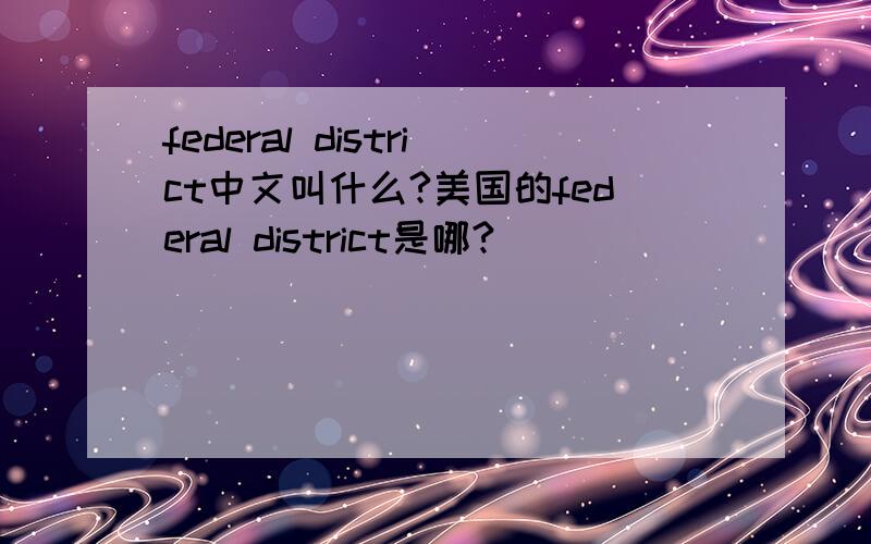 federal district中文叫什么?美国的federal district是哪?