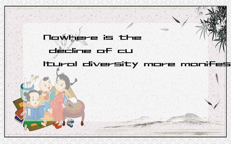 Nowhere is the decline of cultural diversity more manifest than with the youngsters.结构倒装?还是nowhere本来就是个主语?如果能举出类似的例子就更好了