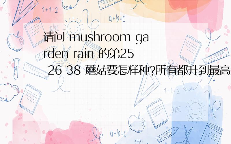 请问 mushroom garden rain 的第25 26 38 蘑菇要怎样种?所有都升到最高级了