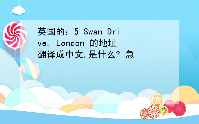英国的：5 Swan Drive, London 的地址翻译成中文,是什么? 急