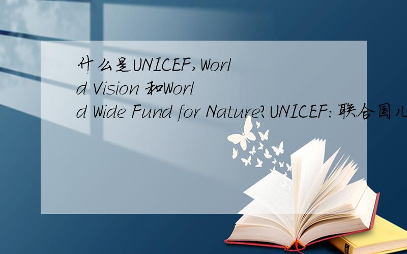 什么是UNICEF,World Vision 和World Wide Fund for Nature?UNICEF：联合国儿童基金会World Vision：世界宣明会 World Wide Fund for Nature：世界自然基金会