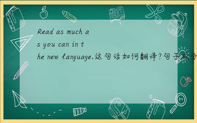 Read as much as you can in the new language.这句话如何翻译?句子成分如何划分?