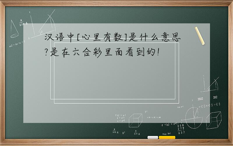 汉语中[心里有数]是什么意思?是在六合彩里面看到的!