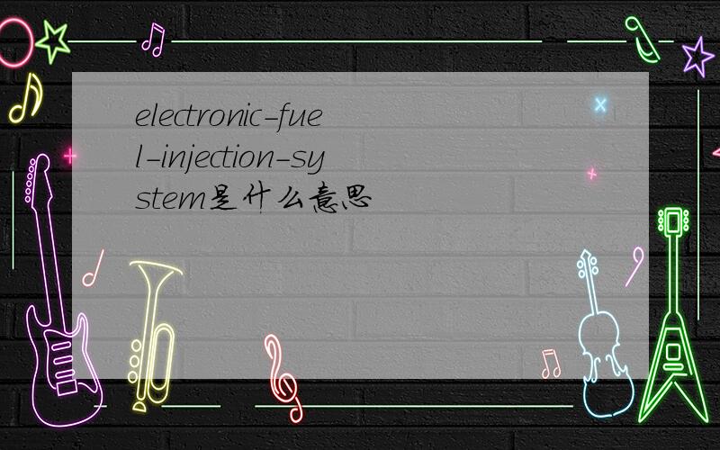 electronic-fuel-injection-system是什么意思