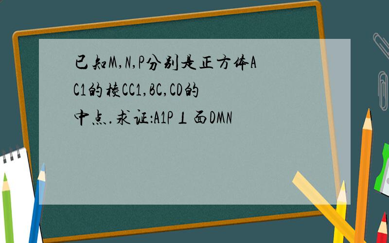 已知M,N,P分别是正方体AC1的棱CC1,BC,CD的中点.求证：A1P⊥面DMN