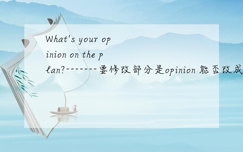 What's your opinion on the plan?-------要修改部分是opinion 能否改成 thinking