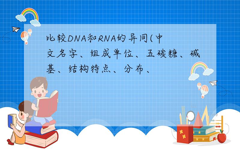 比较DNA和RNA的异同(中文名字、组成单位、五碳糖、碱基、结构特点、分布、