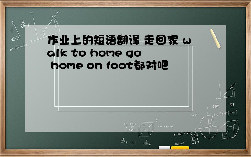 作业上的短语翻译 走回家 walk to home go home on foot都对吧