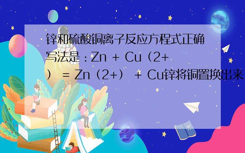 锌和硫酸铜离子反应方程式正确写法是：Zn + Cu（2+） = Zn（2+） + Cu锌将铜置换出来,生成锌离子和铜单质能不能写成：Zn （2+）+ Cu（2+） = Zn（2+） + Cu（2+）为什么有的Zn旁边有（2+）有的没有,