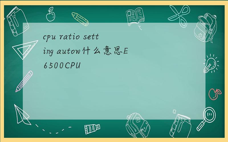 cpu ratio setting autow什么意思E6500CPU