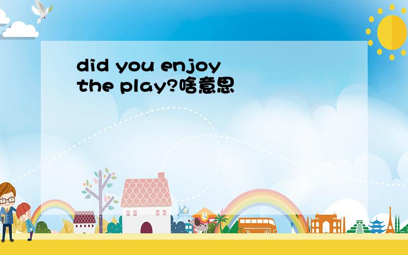 did you enjoy the play?啥意思