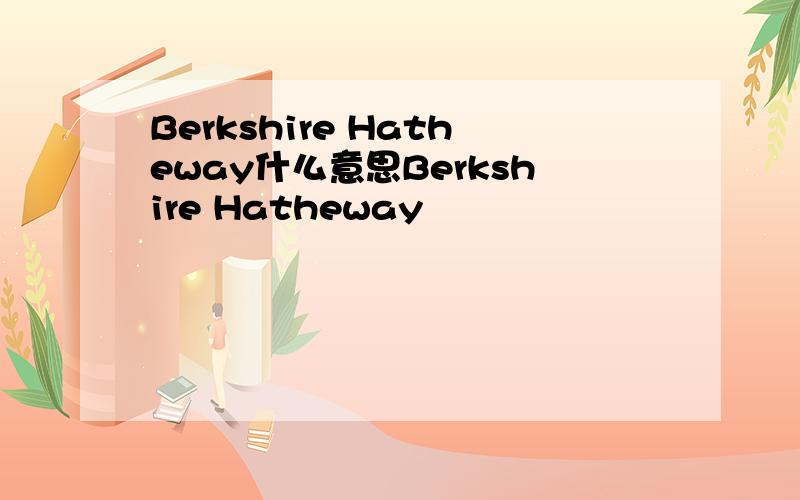 Berkshire Hatheway什么意思Berkshire Hatheway