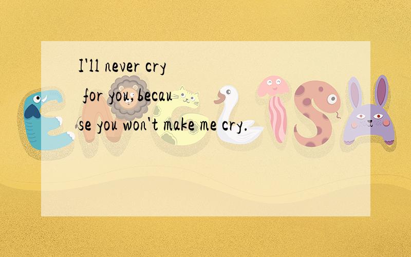 I'll never cry for you,because you won't make me cry.