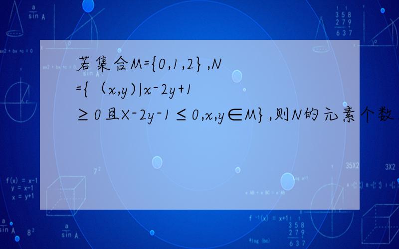 若集合M={0,1,2},N={（x,y)|x-2y+1≥0且X-2y-1≤0,x,y∈M},则N的元素个数为,我要思路和方法，是高考题，