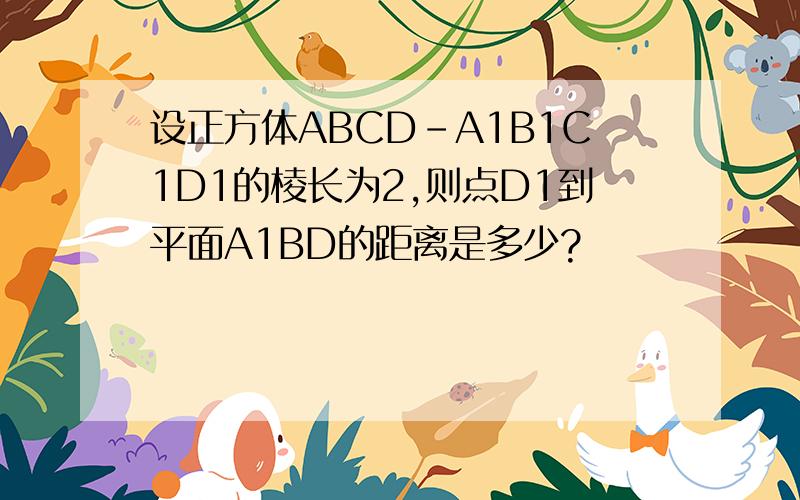 设正方体ABCD-A1B1C1D1的棱长为2,则点D1到平面A1BD的距离是多少?