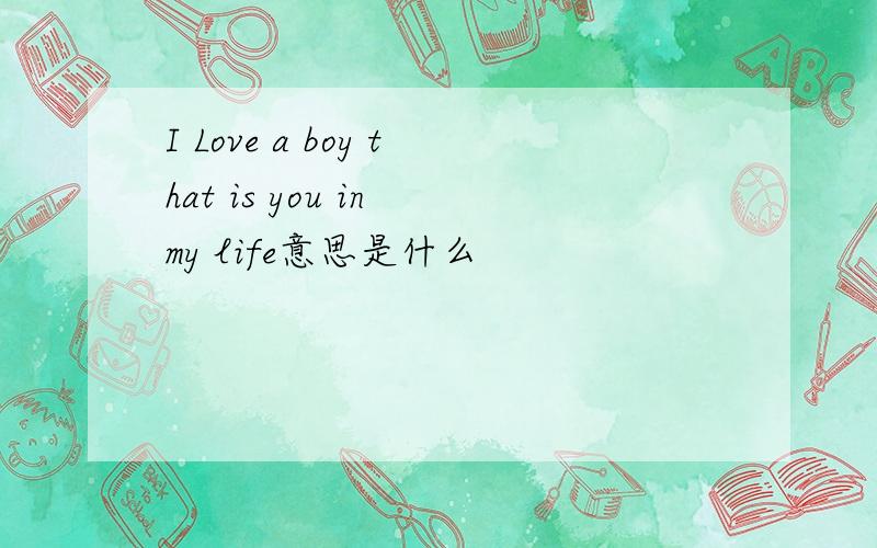 I Love a boy that is you in my life意思是什么