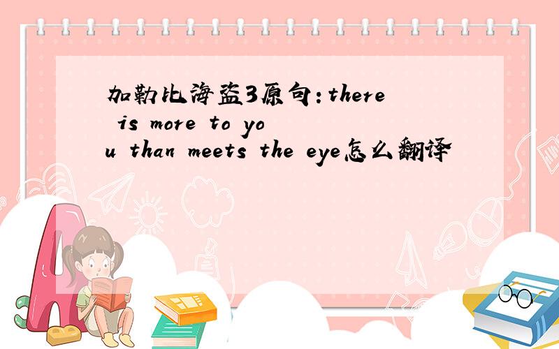加勒比海盗3原句：there is more to you than meets the eye怎么翻译