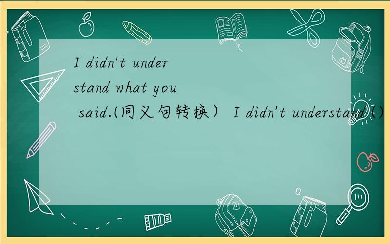 I didn't understand what you said.(同义句转换） I didn't understand () ()