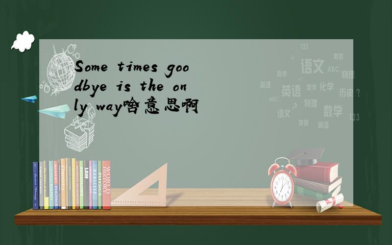 Some times goodbye is the only way啥意思啊