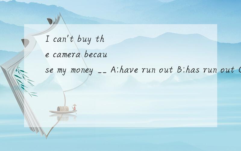 I can't buy the camera because my money __ A:have run out B:has run out C:have been run outD:has been run out