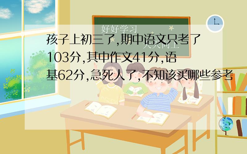 孩子上初三了,期中语文只考了103分,其中作文41分,语基62分,急死人了,不知该买哪些参考