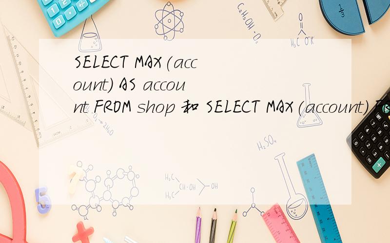SELECT MAX(account) AS account FROM shop 和 SELECT MAX(account) FROM shop 的区别?shop 是表名,article 是表中的一个字段名.