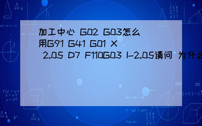 加工中心 G02 G03怎么用G91 G41 G01 X 2.05 D7 F110G03 I-2.05请问 为什么I是负数?这样写对吗?