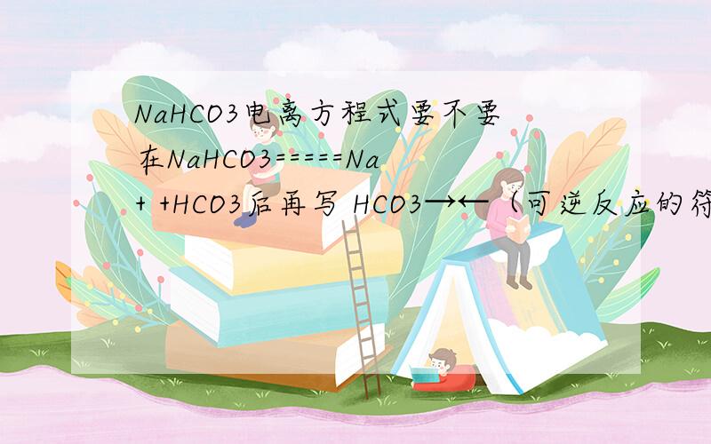 NaHCO3电离方程式要不要在NaHCO3=====Na+ +HCO3后再写 HCO3→←（可逆反应的符号）再写 HCO3→←（可逆反应的符号）H2+ +CO3?