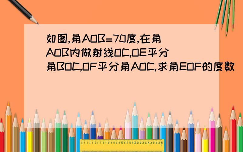 如图,角AOB=70度,在角AOB内做射线OC,OE平分角BOC,OF平分角AOC,求角EOF的度数