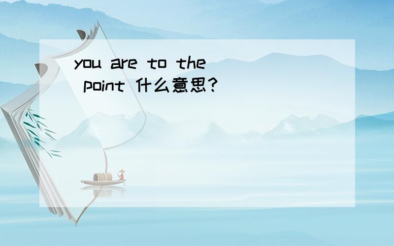 you are to the point 什么意思?