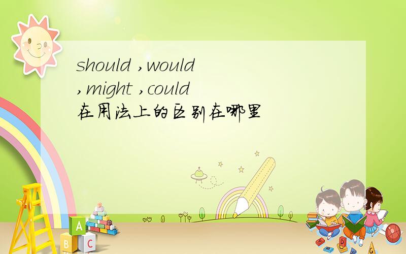 should ,would ,might ,could 在用法上的区别在哪里